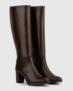 Store Botas Altas Con Tacon Lisa Ancho Especial Mujer Botas